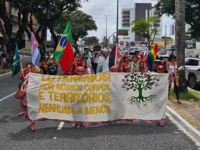 Mulheres camponesas marcham pelas  ruas de João Pessoa em luta por direitos