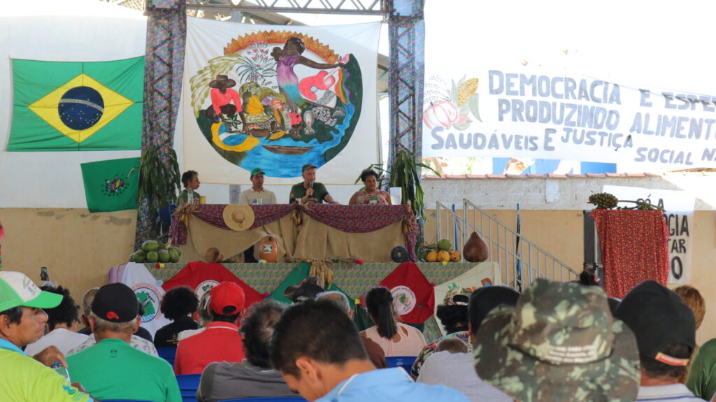 Seminários sobre temas da atualidade, como a democracia e a produção de alimentos saudáveis com justiça social na Amazônia, fizeram parte da Festa Camponesa anterior, em 2023. Foto: arquivo Festa Camponesa