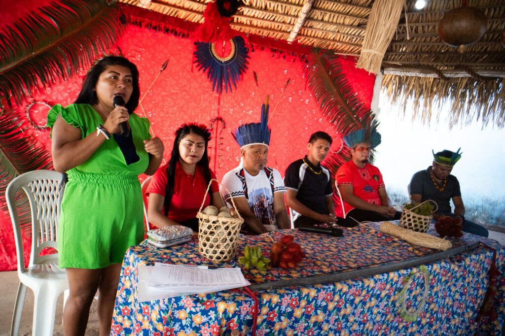 O Encontro da Juventude Indígena contou com a participação de representantes de nove aldeias da Terra Indígena e com o apoio de diversas organizações que atuam no estado do Pará. Foto: Rodrigo Correia