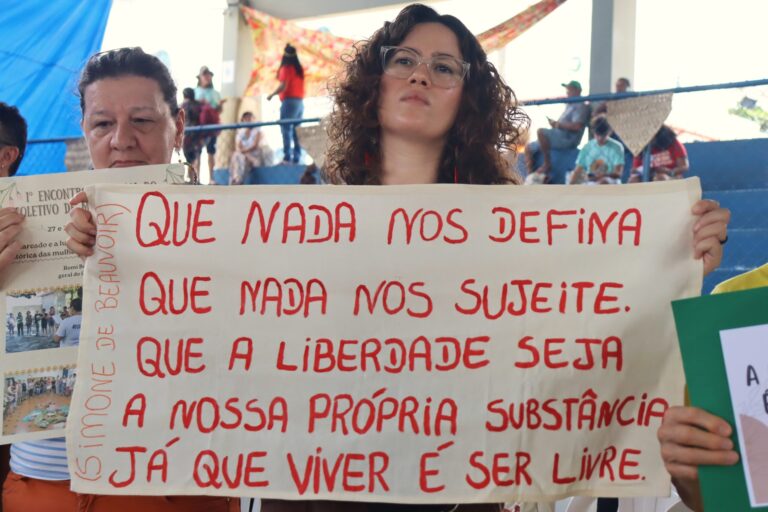Intervenção do Coletivo de Mulheres da CPT durante o V Congresso Nacional. São Luís-MA, 2025. Foto: Helenna Castro (CPT-BA)