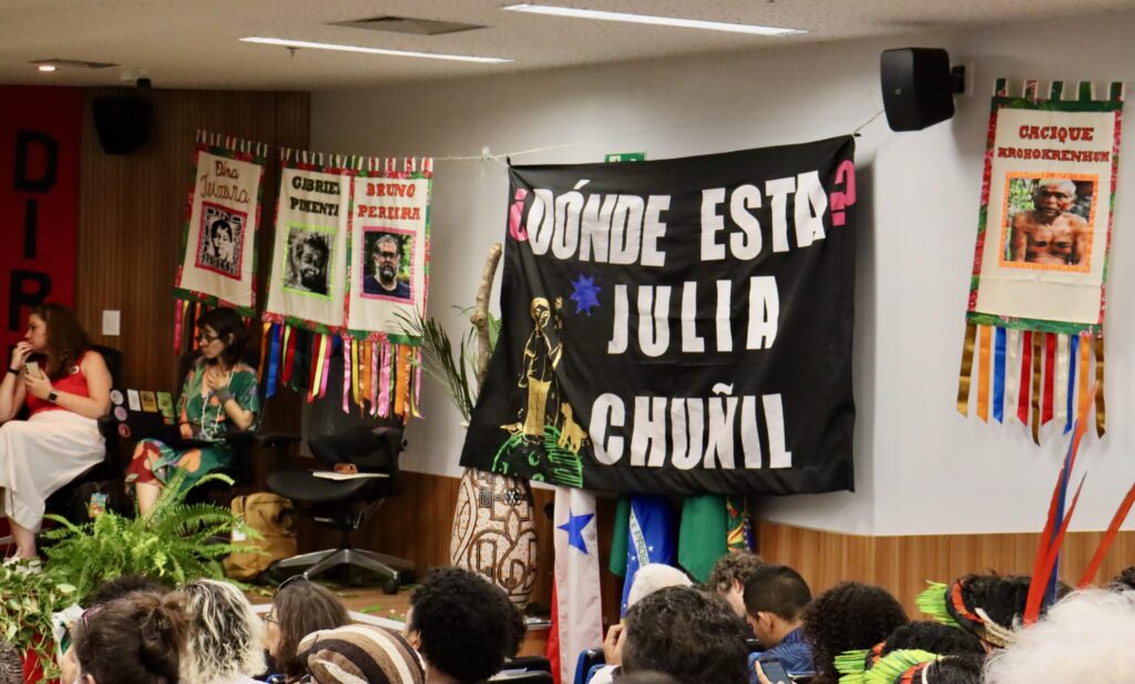 O desaparecimento da defensora da terra Julia Chuñil Catricura, do povo mapuche, no Chile, foi um dos casos apresentados. Foto: Cláudia Pereira