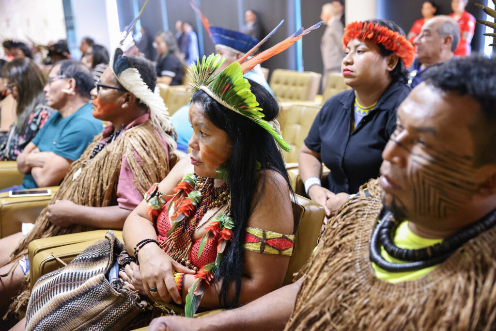 Lideranças indígenas mobilizadas em Brasília, acompanhando de perto as discussões no Supremo Tribunal Federal. Foto: Antonio Augusto/STF