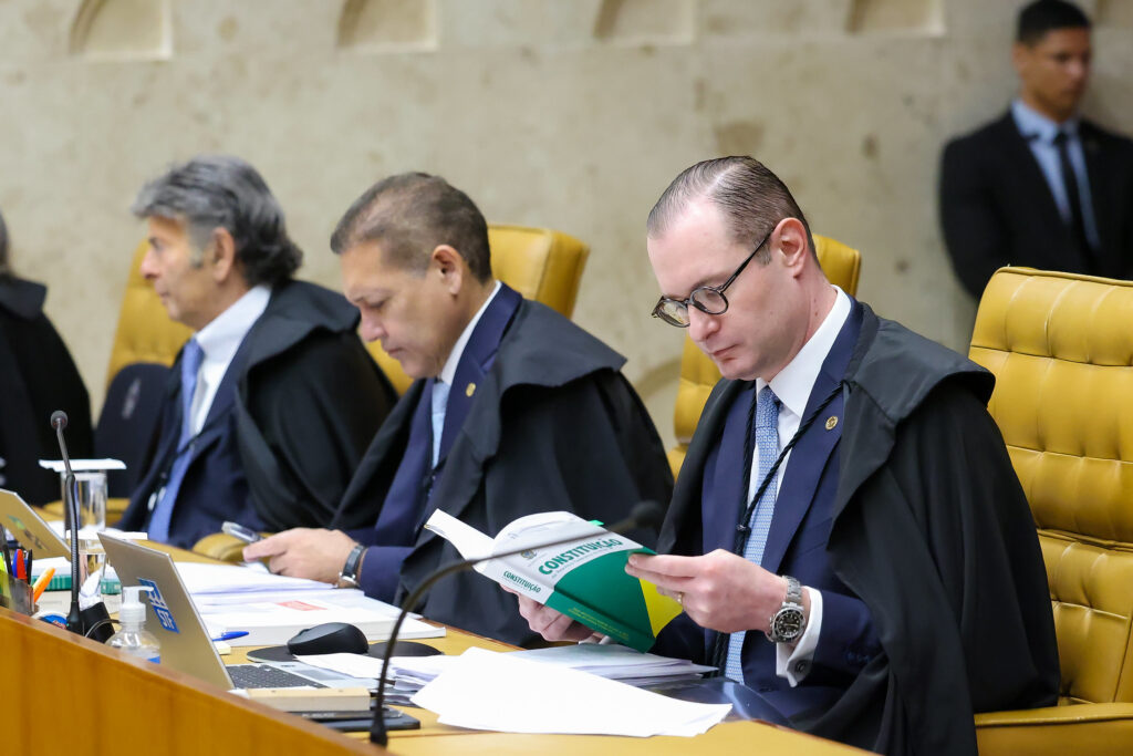 O julgamento no STF sobre a lei do Tocantins foi unânime pela inconstitucionalidade, com parecer favorável do relator, o ministro Kassio Nunes Marques (no centro). A decisão recoloca no centro do debate o histórico de grilagem de terras públicas na Amazônia Legal. Foto: Gustavo Moreno/STF