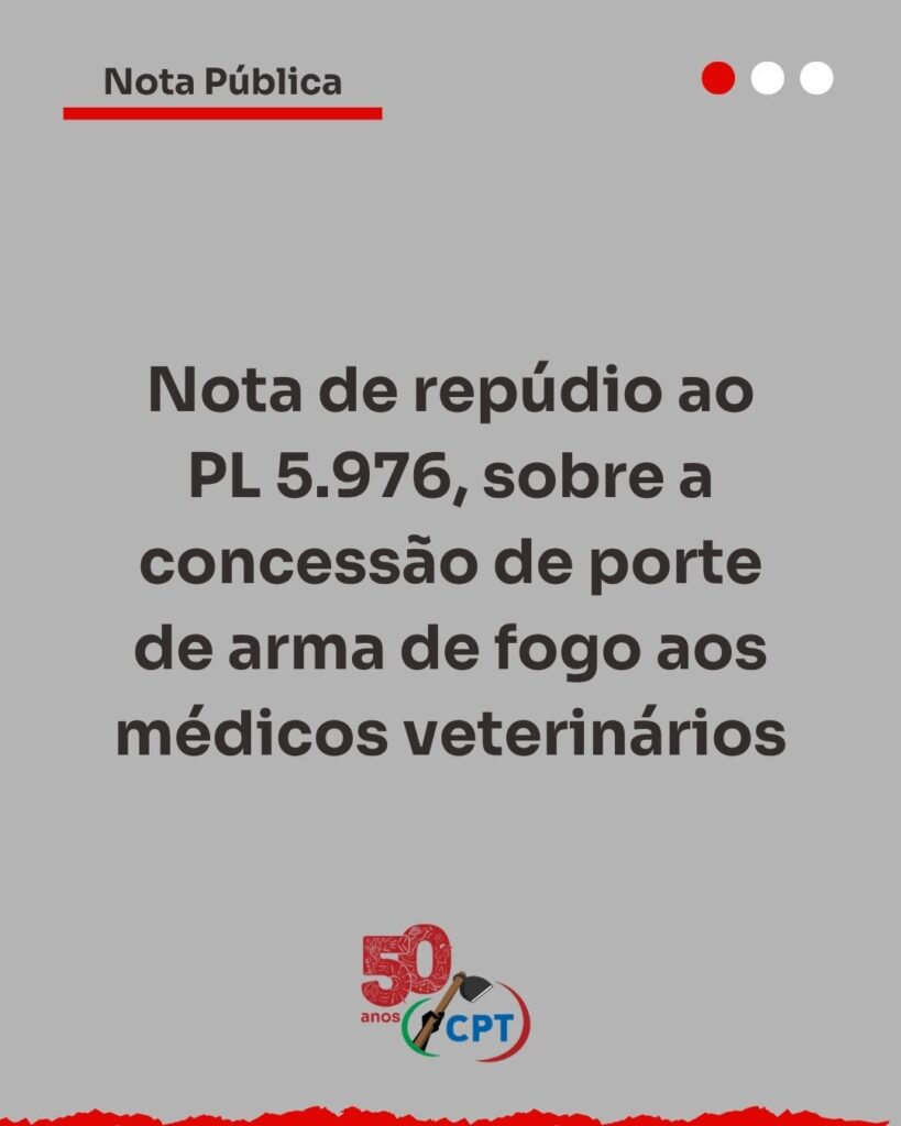 Nota de repúdio ao PL 5.976, sobre a concessão de porte de arma de fogo aos médicos veterinários
