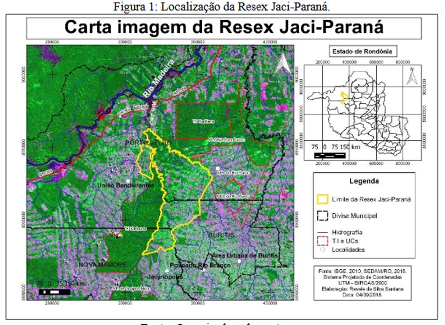 Mapa com localização da Resex Jaci Paraná, que passa por inspeção judicial do STF. Figura: Fonte revistaGeo